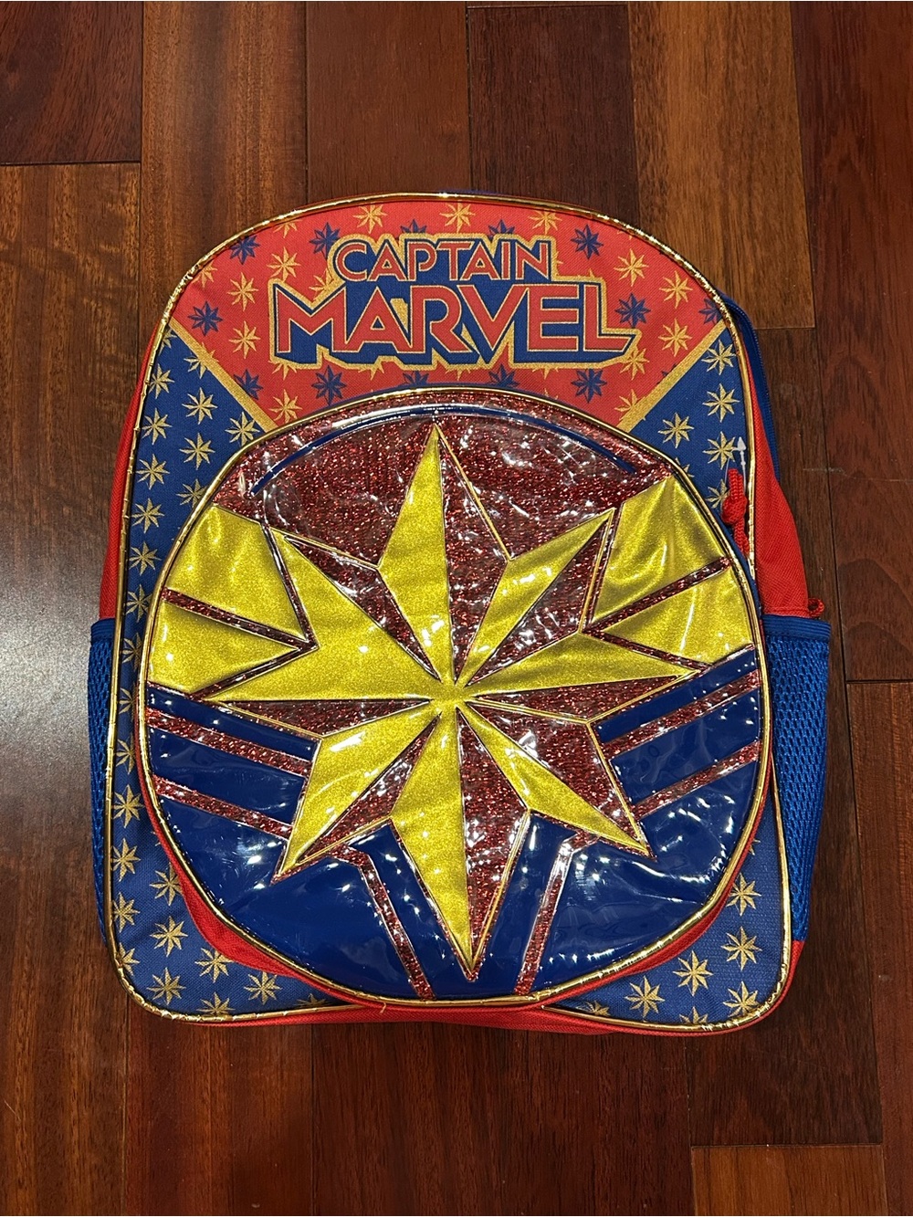 NWOT Kids Captain Marvel Backpack - Red, Blue & Gold Lightweight Boys